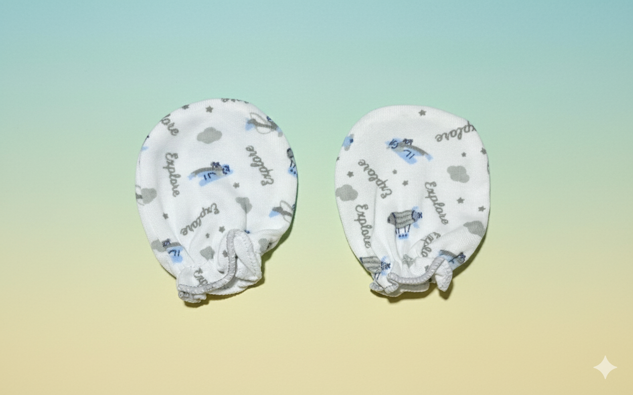 2 Pairs of Newborn Baby Mittens.